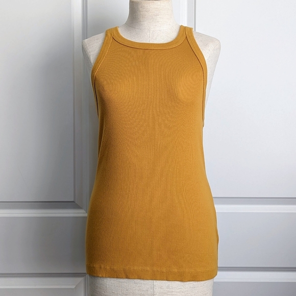 James Perse Tank Top Ribbed Knit Sleeveless 100% Cotton Solar Yellow L (3) NWT - Picture 1 of 12